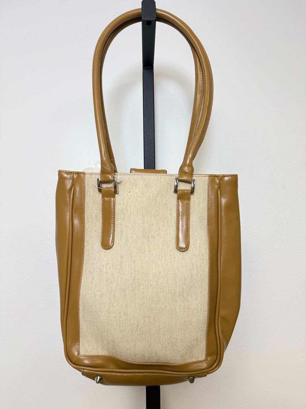 Canvas & Tan Faux Leather Tote Bag